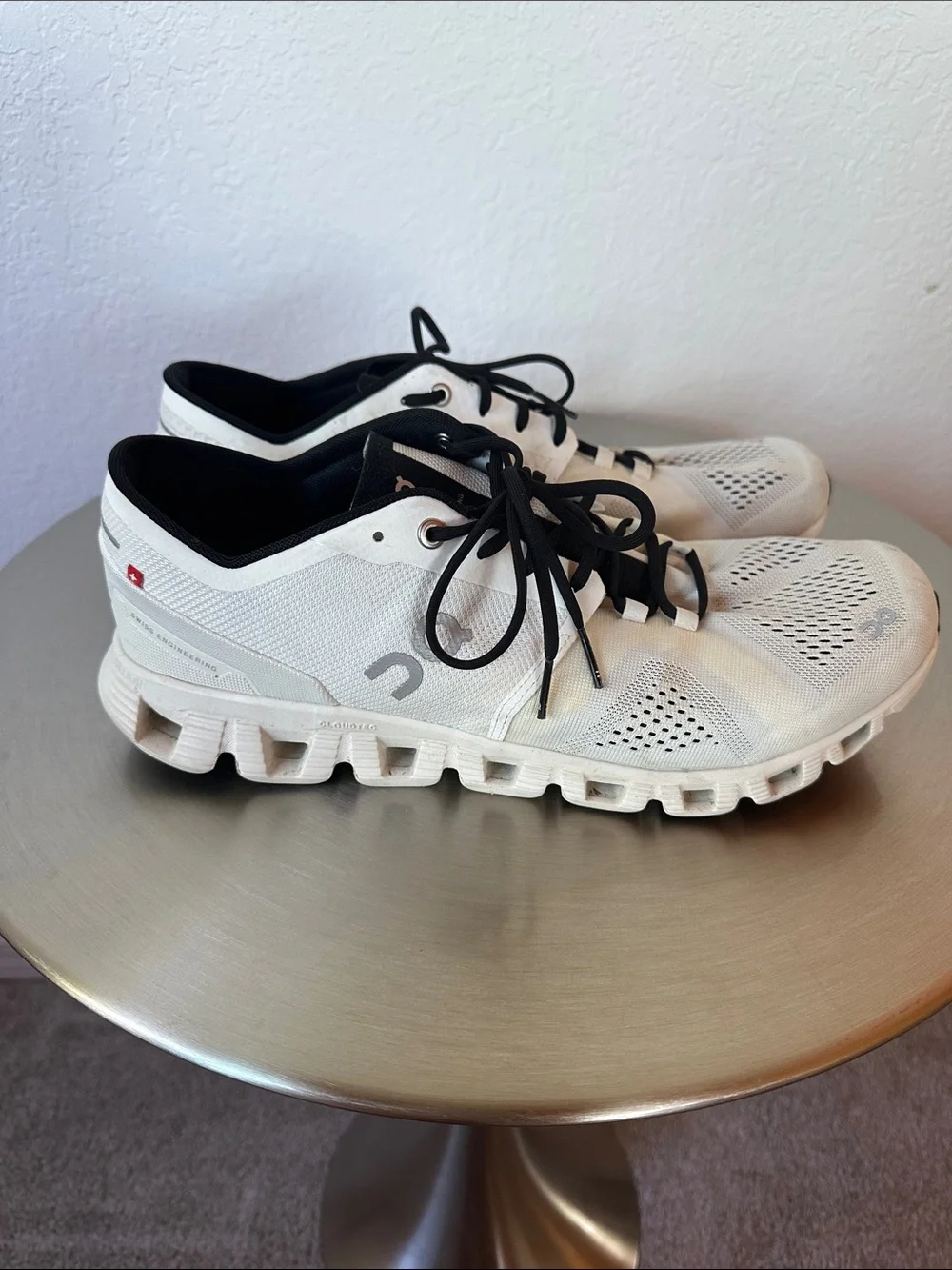 On Cloud Men's Athletic Running Shoes in White/Black - Picture 6 of 11